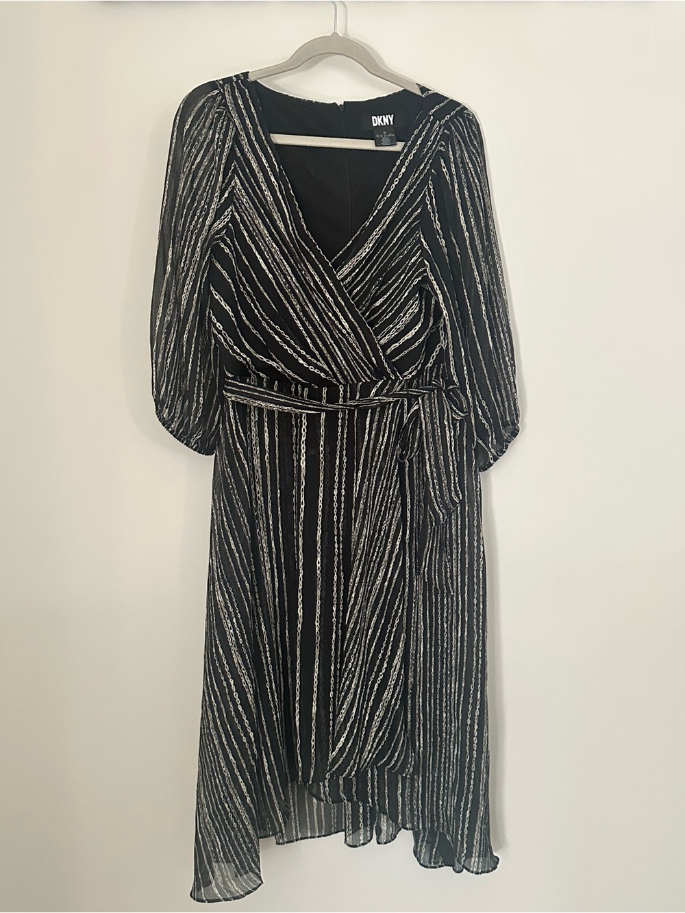 DKNY Faux-Wrap & Chiffon Dress